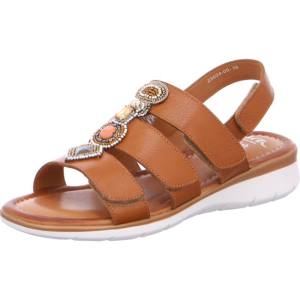 Ara Shoes Wedge Kreta Cognac Women's Sandals Brown | ARA391SIM