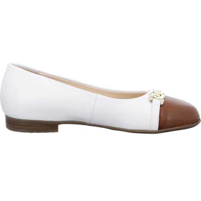 Ara Shoes Ballet Pumps Sardinia Cognac Women's Ballerina White | ARA843QSV