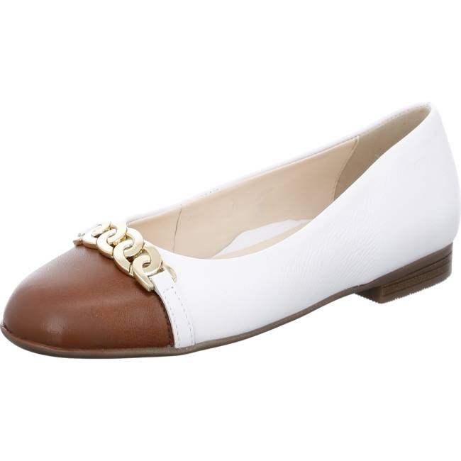 Ara Shoes Ballet Pumps Sardinia Cognac Women\'s Ballerina White | ARA843QSV