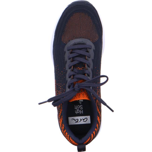 Ara Shoes Chicago Orange Men's Trainers Blue | ARA431XWQ