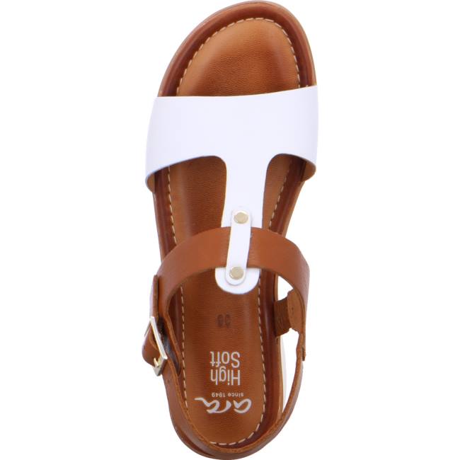 Ara Shoes Kreta Cognac-white Women's Sandals White | ARA625YPJ