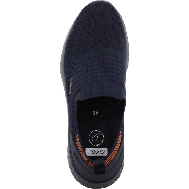 Ara Shoes San Diego Orange Men's Loafers Blue | ARA043UGD