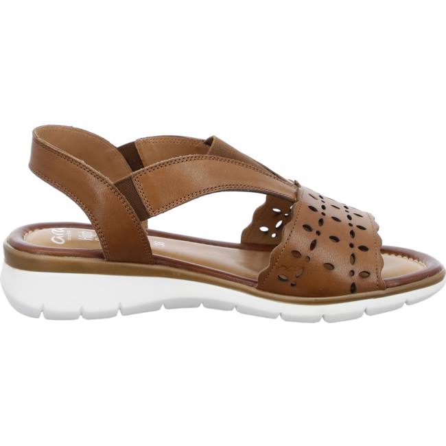 Ara Shoes Wedge Kreta Cognac Women's Sandals Brown | ARA634BMI