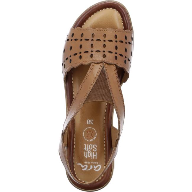 Ara Shoes Wedge Kreta Cognac Women's Sandals Brown | ARA634BMI