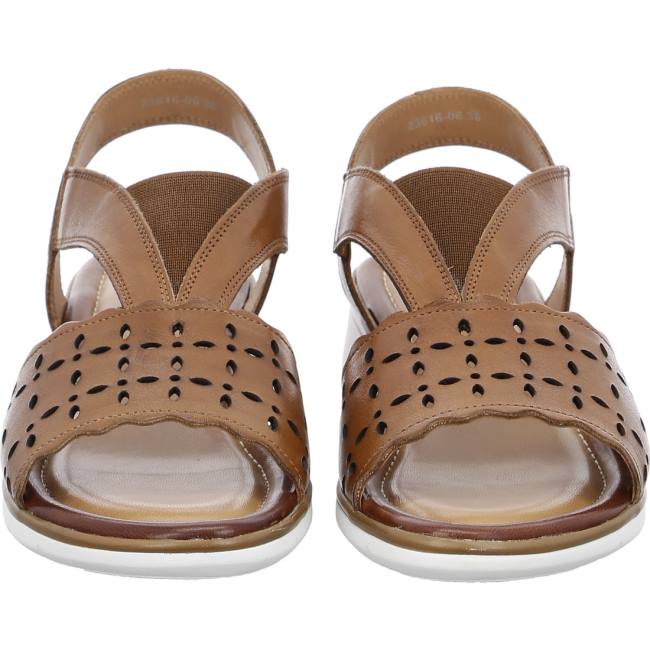 Ara Shoes Wedge Kreta Cognac Women's Sandals Brown | ARA634BMI