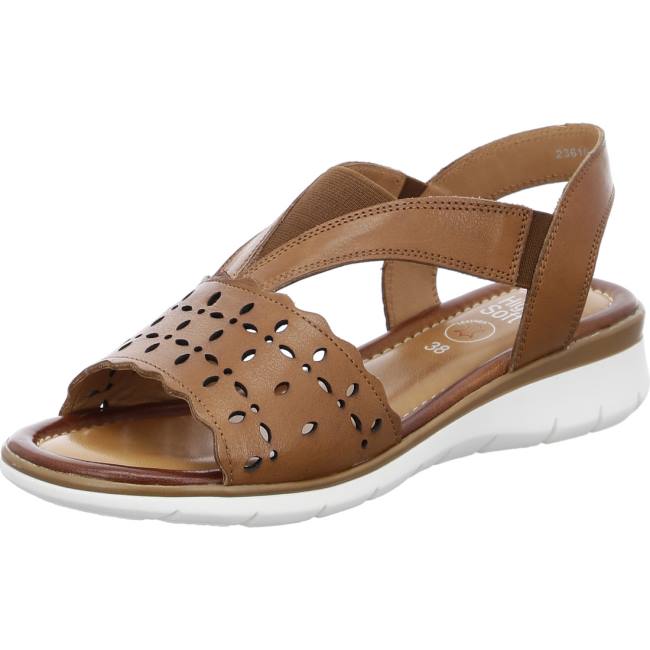 Ara Shoes Wedge Kreta Cognac Women\'s Sandals Brown | ARA634BMI