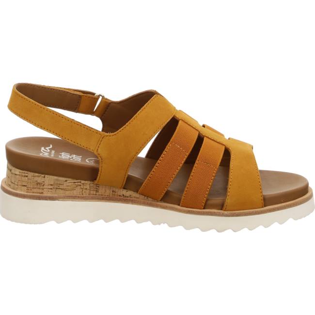 Ara Shoes Wedge Valencia Ochre Women's Sandals Brown | ARA204UHZ