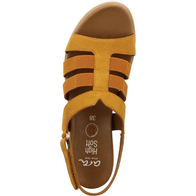 Ara Shoes Wedge Valencia Ochre Women's Sandals Brown | ARA204UHZ