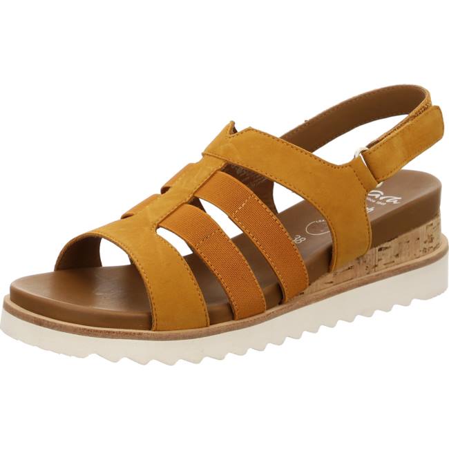 Ara Shoes Wedge Valencia Ochre Women\'s Sandals Brown | ARA204UHZ