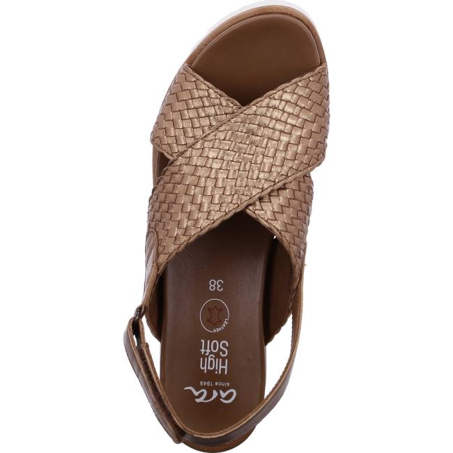 Ara Shoes Wedge Valencia Whisky Women's Sandals Brown | ARA952GNW