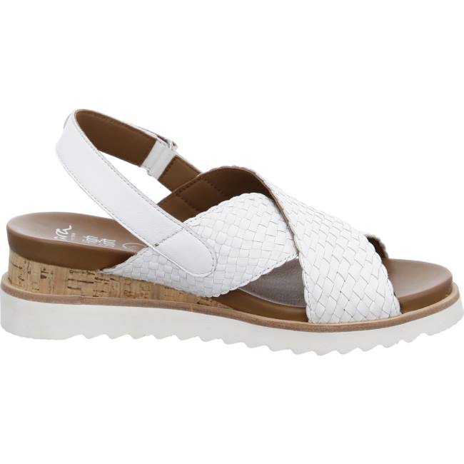 Ara Shoes Wedge Valencia Women's Sandals White | ARA421JEQ